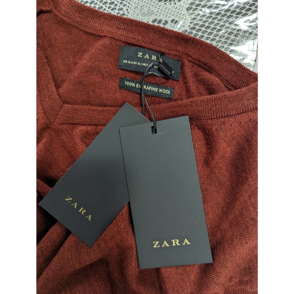 NWT! ZARA! BRICK RED SUPERFINE WOOL, AIRY LIGHTWEIGHT! SZ XL - Picture 5 of 8